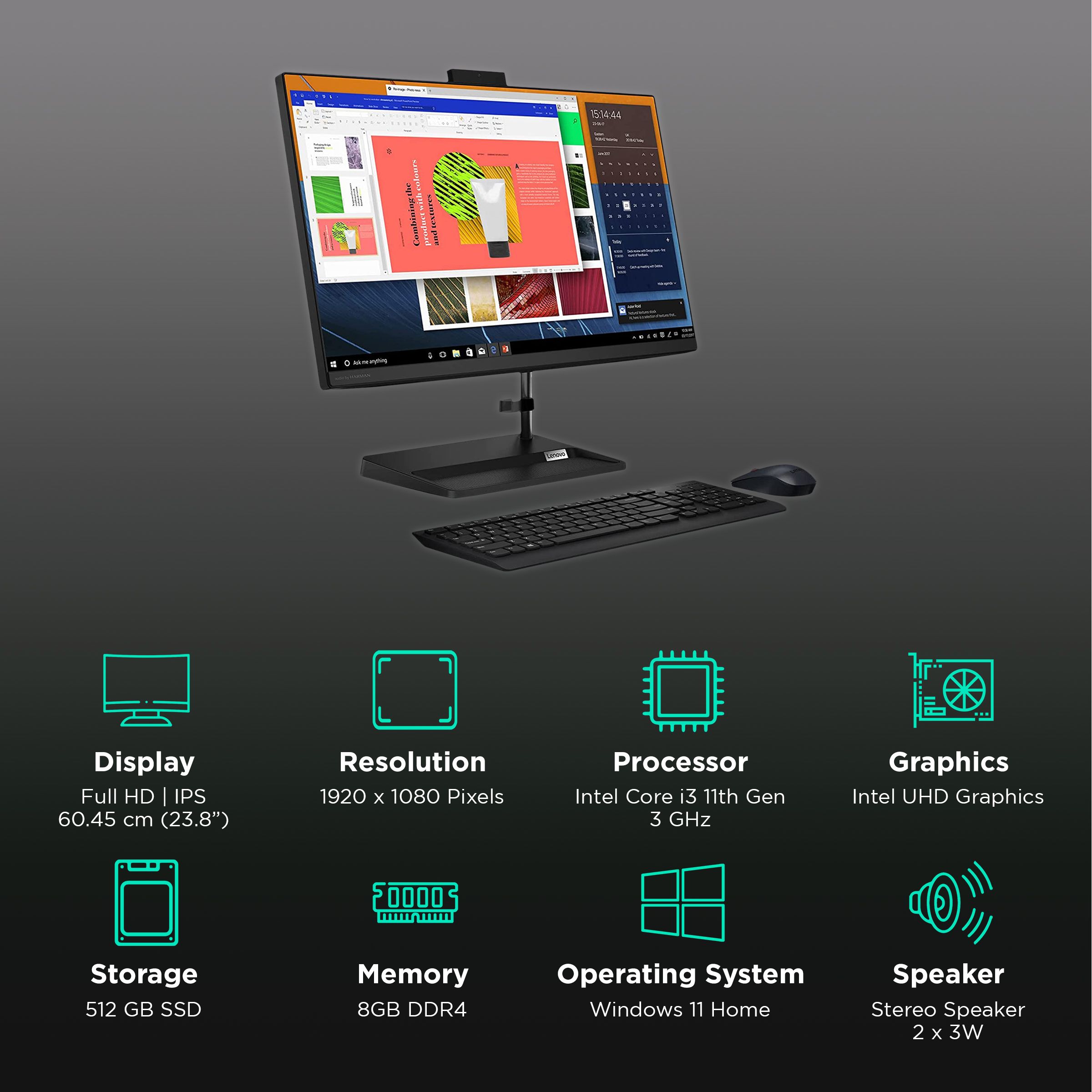 Buy lenovo IdeaCentre AIO 3 23.8 Inch Full HD IPS Display Intel